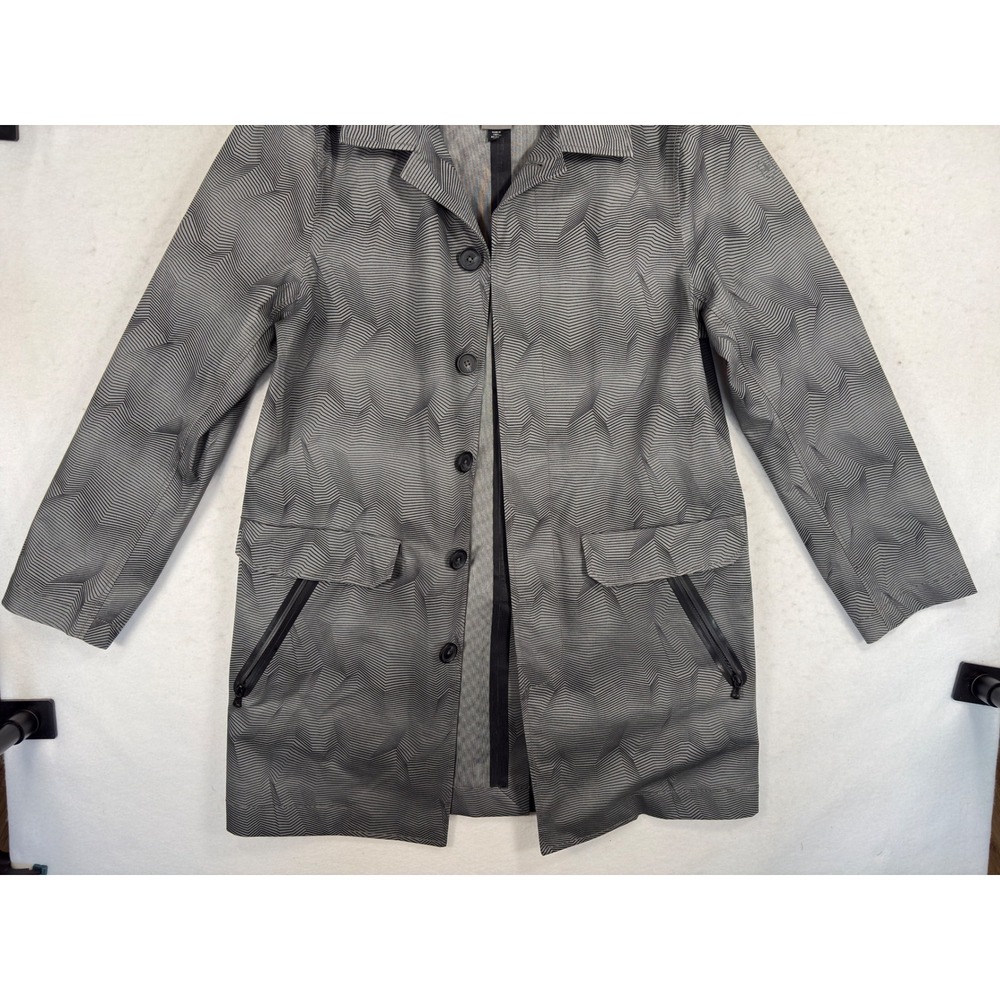 Victorinox Swiss Army Mens Grey Geometric Wave Print Modular Liner Trench Coat M